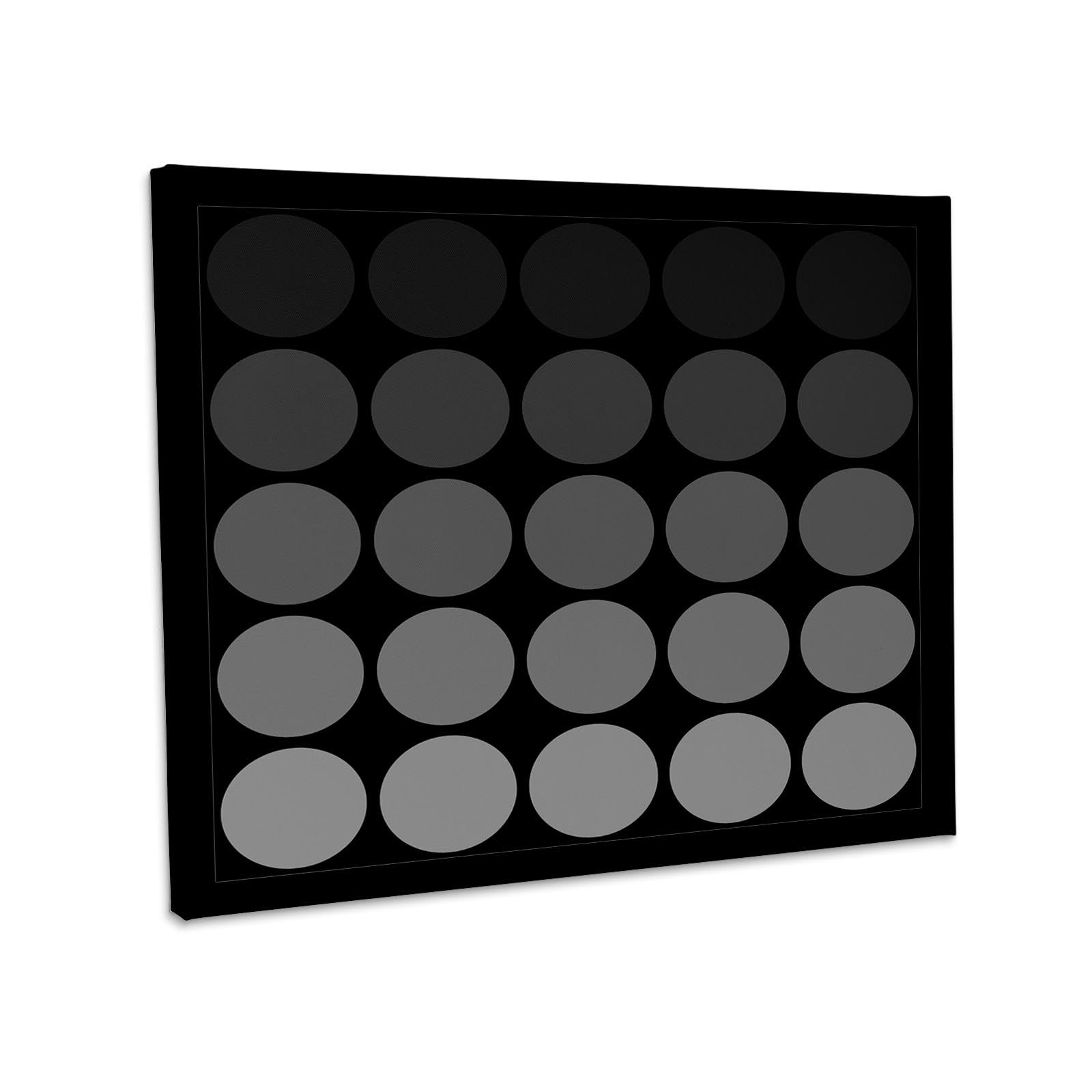 3dRose, Gray Tone Gradient Polka Dots on black background, Museum Grade Canvas Wrap 20x16