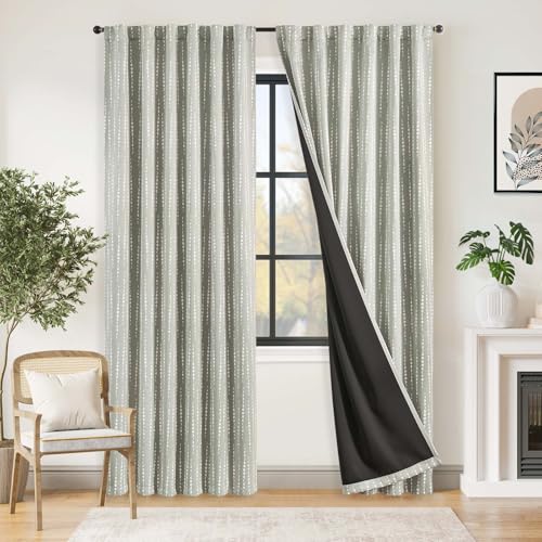 jinchan 95% Blackout Bohemian Moon Phase Print Bedroom 84 Inch