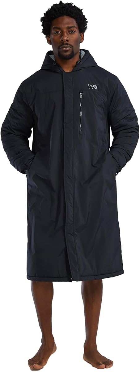 TYR Hydrosphere Tech Parka de natación para adultos - Cobertor de natación para mujeres y hombres - Forro polar, múltiples bolsillos