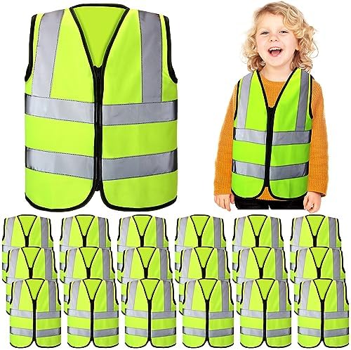Unittype 20 Pcs Kids Visibility Vest Safety Vests Reflective Vest Traffic Clothes for Cycling Skiing Running (Yellow)