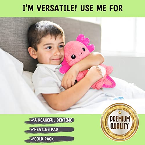 Image of Axolotl Microwavable Unscented Heating Pad for Women and Kids- Cute Soft Cozy Pillow Plush Heatable Warm Stuffed Animals - Kawaii Hot and Cold Plushie Food Toy - Axolotl Gifts for Girls and Boys