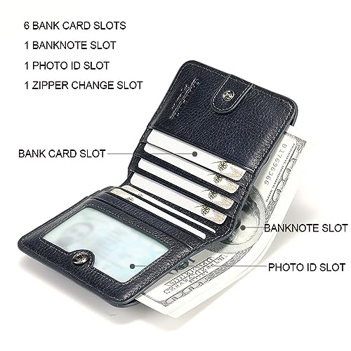 mens zipper leather rfid blocking wallet Portable mini wallet with multiple card slots for banknotes (Bluish grey)3