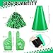 Teyva Daily 12 Set Team Spirit Accessories for Cheerleading Cheer Megaphone Pom Poms and We're #1 Fan Foam Finger Cheerleader Gifts for Sports Events Football Baseball Cheering Supplies (Green)