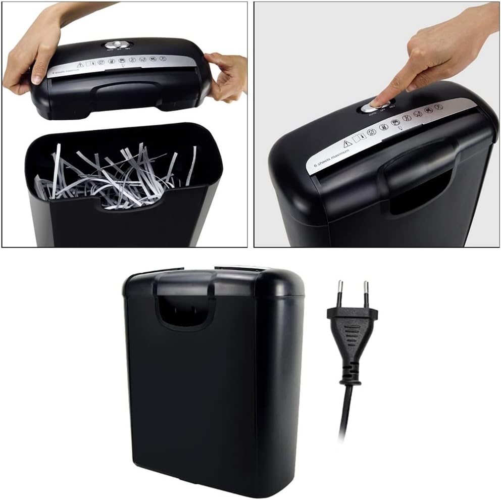 6 Cross-Cut Shredder Micro-Cut Paper Photo Portable Electric Silent A4 Office Home with 10L Capacity