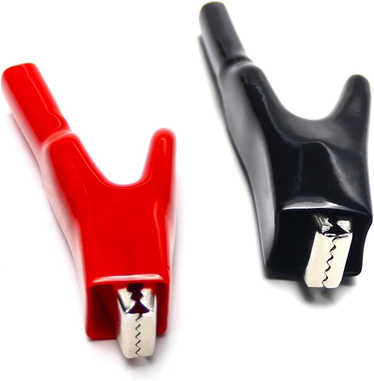 Bettomshin 2Pcs 50A Heavy-Duty Insulated Alligator Clips Battery Cable Clips Battery Crocodile Electrical Test Clamps Battery Charger Clamp for Car Auto Vehicle Boat, Red & Black