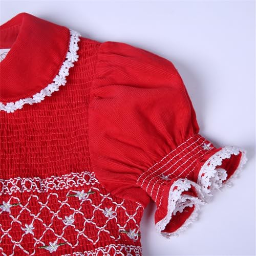Vestidos niña para fotos familiares de Navidad con manga burbuja 6