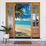 Tropische Palme Hawaii Strand gedruckt Türbanner Stoff 