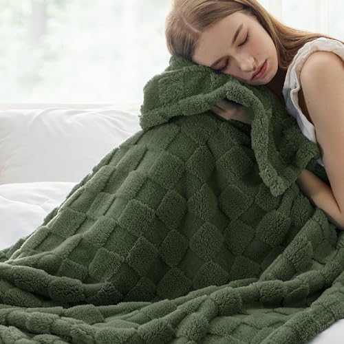 Bedsure GentleSoft Dark Green Throw Blanket for Couch - Super Soft Cozy Blankets Gifts for Women Men Girls, Cute Small Fleece Throws for Bedroom Home Decor, 50x70 Inches