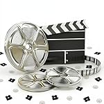 Werich camera Movie Night Party Confetti – 600 PCS Film Reel & Camera Foil Table Scatter Decorations Black and Silver Movie Theme Decor for Hollywood Awards, Cinema Birthday, Oscars Party Supplies - Image 3