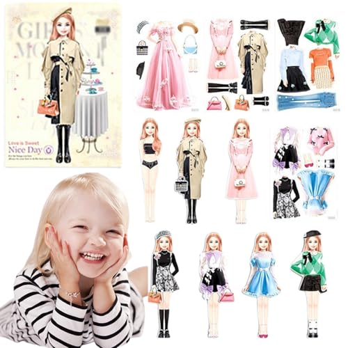 DIFLAX Jouet D'habillage De Poupées Magnétiques Habillage Magnétique pour Bébé Poupée en Papier pour Habillage de Princesse Jeu de Puzzles de Vêtements...