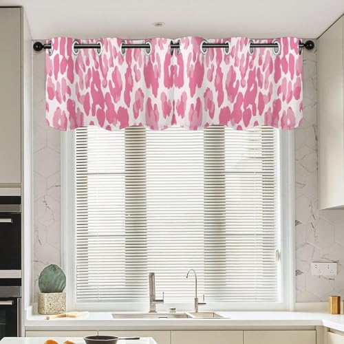 Cortinas de cocina para sala de estar con estampado de guepardo y leopardo rosa 2