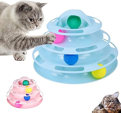 Brinquedo Interativo para Gatos Torre de Bolinhas - Interagir e Divertir (Azul)