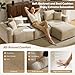 VINGLI 112.2“ Convertible Corduroy Cloud Sectional Couches with Movable Ottoman, L-Shaped Boneless Couches for Living Room with Deep Seat, 3 Seater Modular Spineless Sofa, No Assembly Required, Khaki