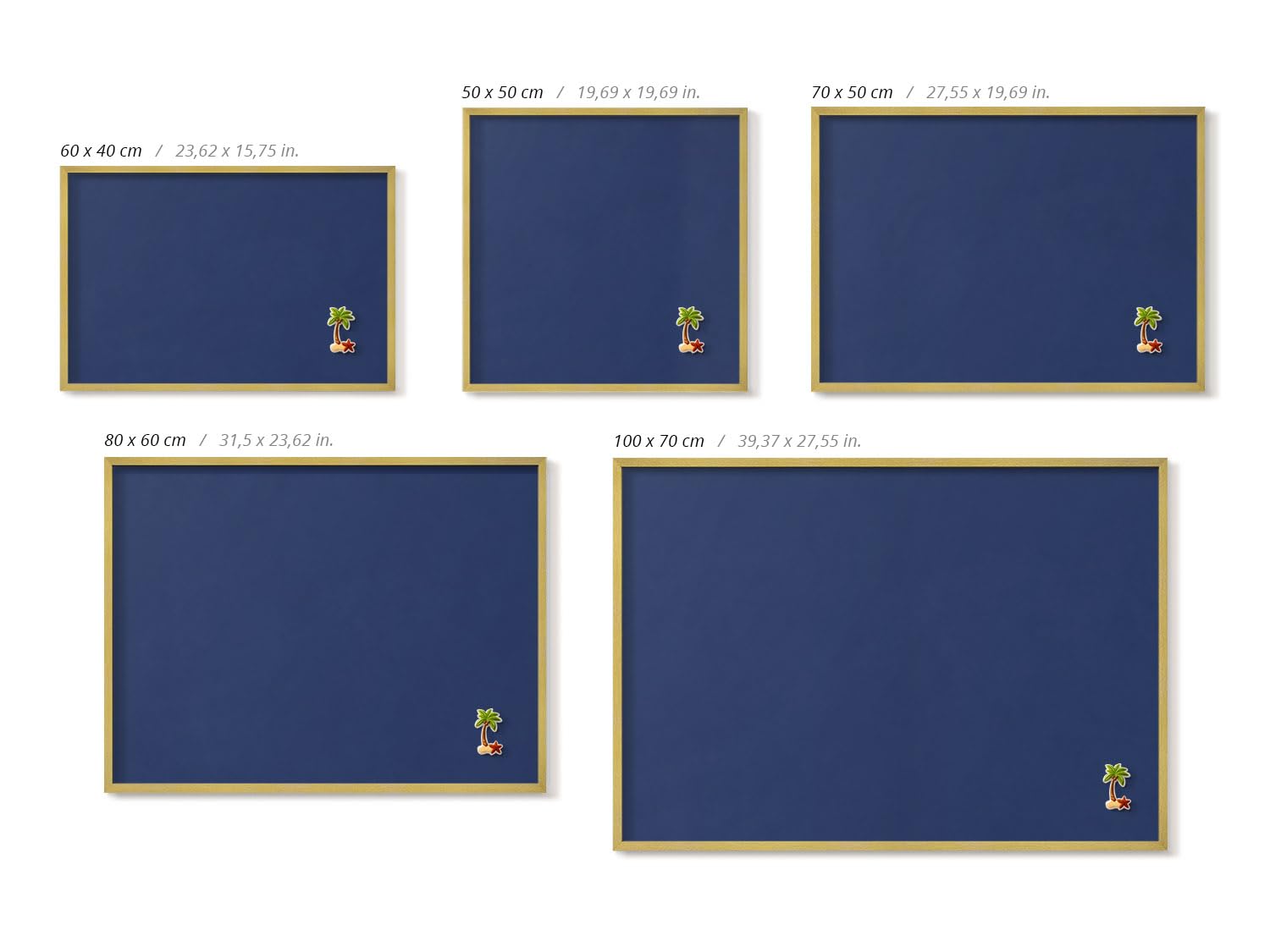 Tulup Bacheca Magnetica 70x50 cm – Design Minimal & Moderno – Decorazione da Parete – Accessorio d’Arredo per Interni – Scrivania Creativa – Mood Board –Marineblaue Farbe