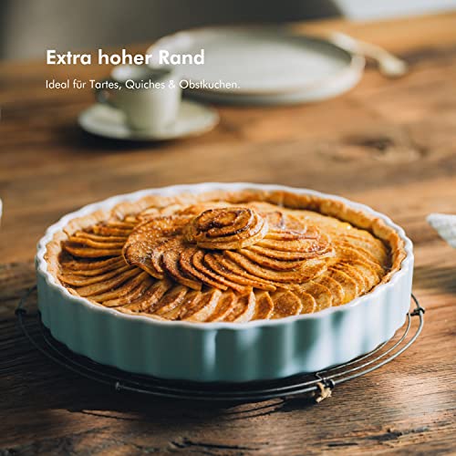 KIVY Ceramic Quiche & Tart Mould - 28 cm, Pink, Non-Stick, Round, 1.76 kg, Oven & Dishwasher Safe, Tarteform - Image 3