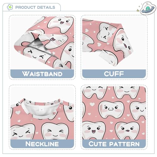JUNZAN Cute Teeth Care Cartoon Hearts Pink Little Girls Pullover Hoodie Crewneck Sweatshirts for Boys Athletic 4T3