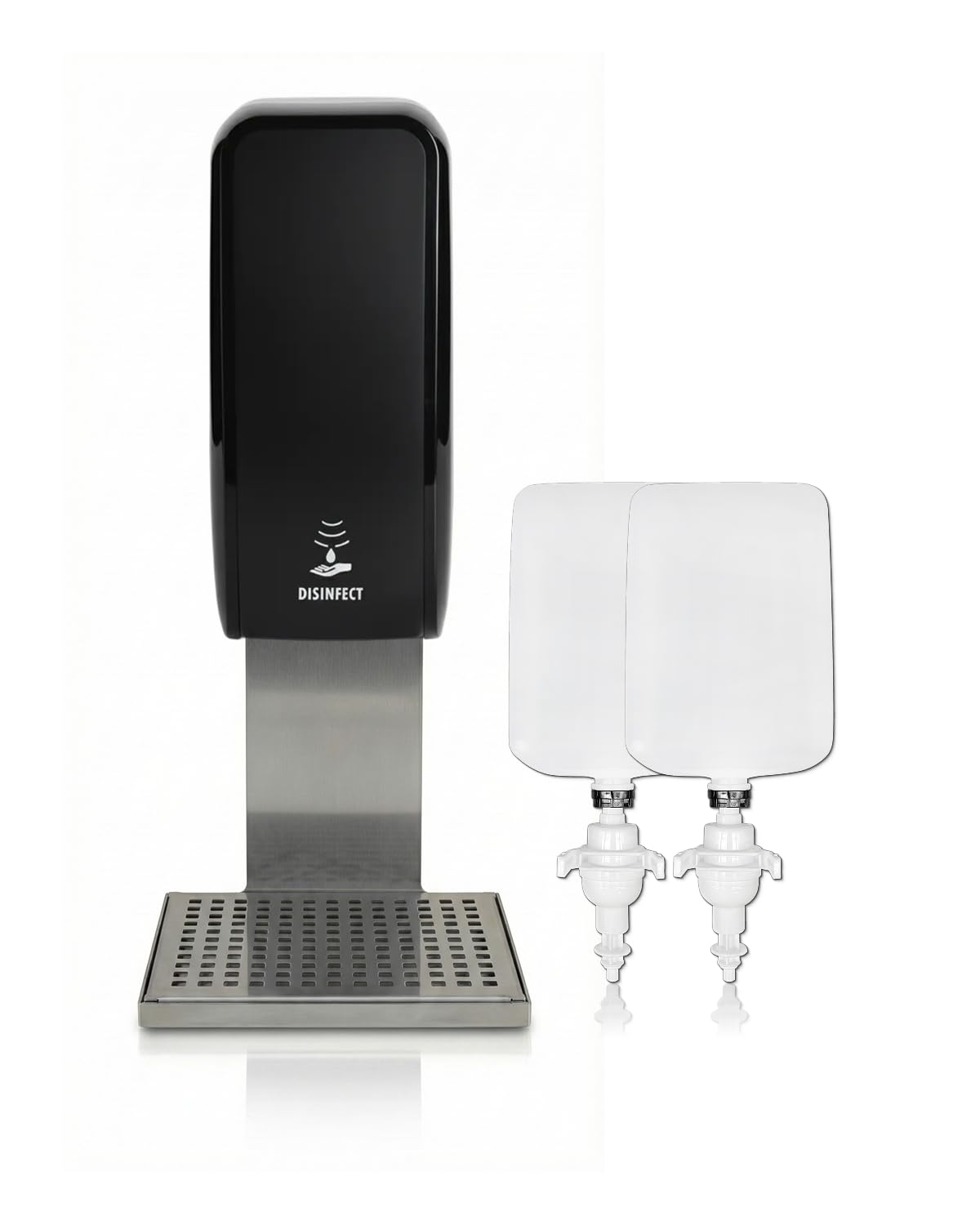 Set Cosmos Sensor Desinfektionsspender + Schale Schwarz | Berührungsloser Cosmos Desinfektionsspender mit Sensor, Auffangschale und 2x1 L Händedesinfektion für 2.000 Anwendungen