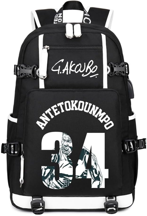 No. 34 Basketball Player Star ATKMPO Creative Backpacks Sports Fan Bookbag Travel Student Backpack For Men Women (6)