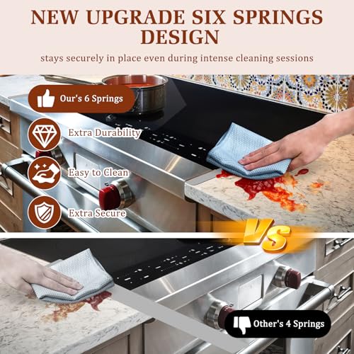 Image of 25.4 inch Oven Guards for Side Stainless Steel Gap Covers, Heat Resistant Slide-in Range Trim Guard Gap Filler Between Oven & Counter Top for Seamless Kitchen Accessories, Gifts for Cooker - Silver