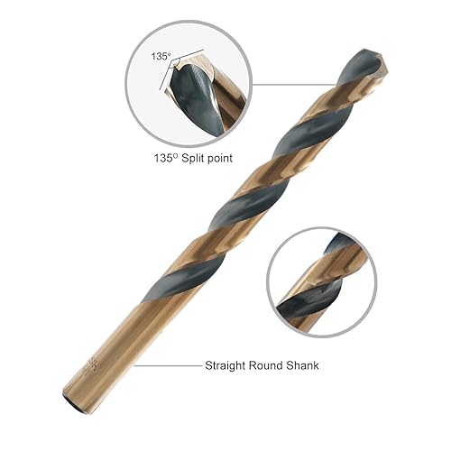 Miniatura 2 de GMTOOLS Juego de 29 brocas de acero de alta velocidad con punta de 135 grados con acabado negro y dorado, kit de brocas de longitud de trabajo