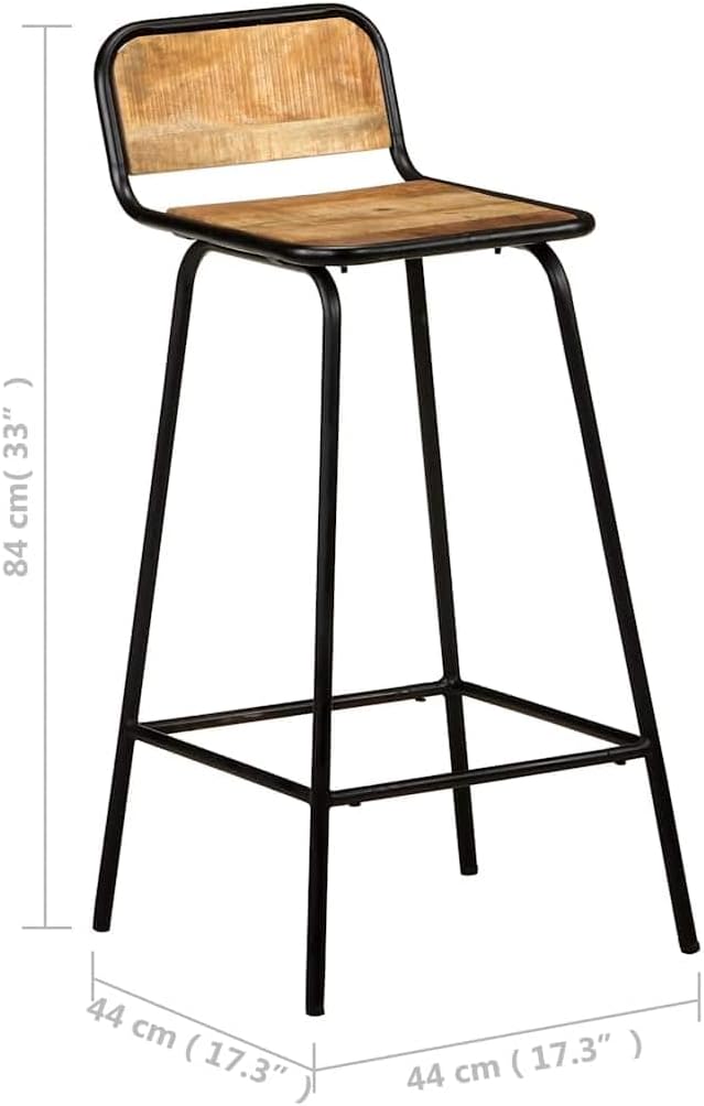 vidaXL Bar Stool Set of 2 Natural Wood, Black