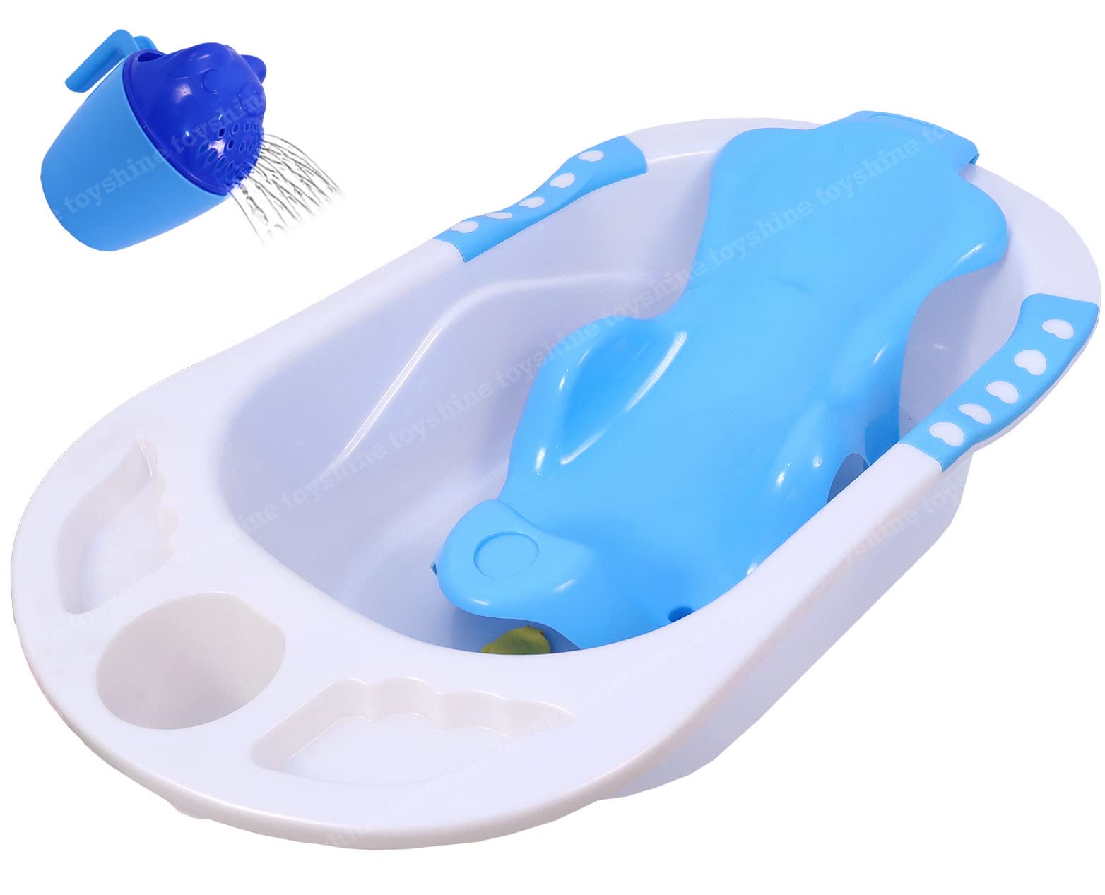 3 in 1 Non Slip Jumbo Baby Bath Tub, Mini Seat Bather and Magic Mug Combo for Baby Infant 0-3 Years Old (Blue)