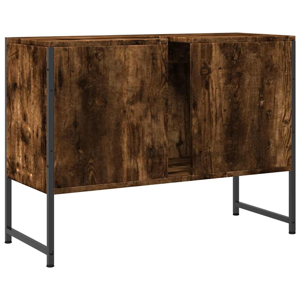 Mobile sottolavabo in rovere affumicato, 80 x 33 x 60 cm, mobile da