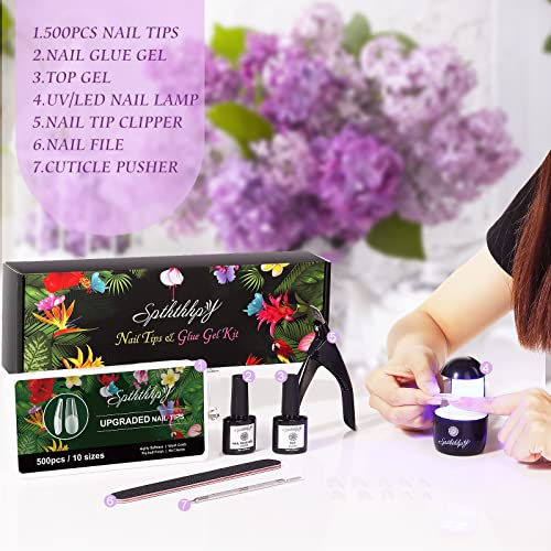 SPTHTHHPY Unghie finte con colla 8 in 1500 Pezzi