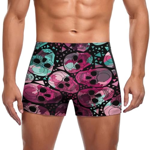 Slip de bain violet homme avec motif crâne pour piscine et plage