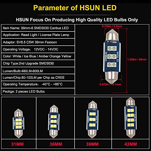 Bombilla LED HSUN Festoon C5W 39mm 6000K Ice Blue miniatura 5