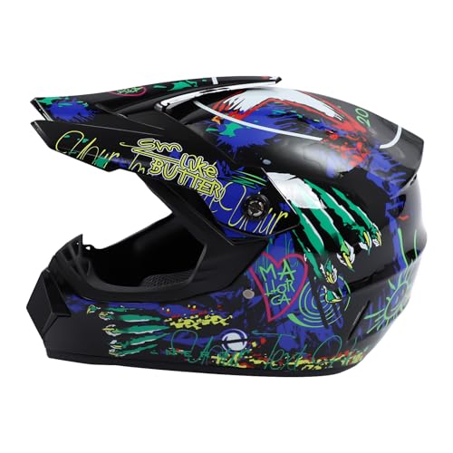 Image of Youth Kids Offroad Gear Combo Helmet Gloves Goggles DOT Motocross Off-Road Racing ATV Dirt Bike Protector (#1, M)