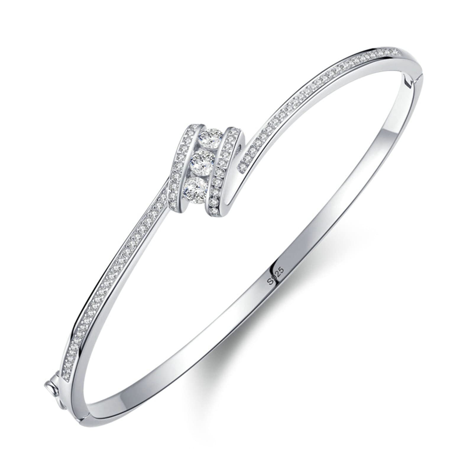 Pulsera plata 925 irregular de mujer con anillo circonio 8