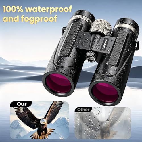 Binoculares 12x42 UHD LIGINN impermeables con adaptador móvil miniatura 4