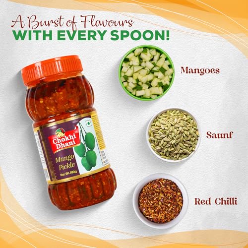 Image of Chokhi Dhani Mango Pickle 500g | Aam Ka Achar | Spicy & Tangy Rajasthani Style | No Artificial Colours | Traditional Homemade Taste | Veg