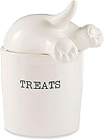 MudPie Dog Tail Treat Canister - Ceramic Dog Treat Jar with Sculpted Tail Lid, 2-Piece Pet Storage Set