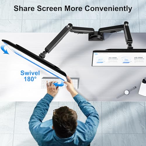 Image of Dual Monitor Mount for Screens up to 43 inch, Heavy Duty Ultrawide Dual Monitor Arm Holds 2.2-33lbs Each, Premium Gas Spring Adjustable Computer Monitor Stand for 2 Monitors, VESA Desk Mount