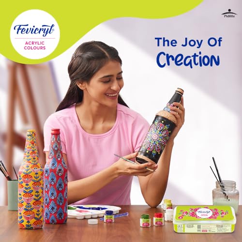 Fevicryl Acrylic Colours Sunflower Kit | 10 Colours x 15 ml | DIY Paint, Rich Pigment | Multicolour & Multi-surface | Non-Cracking Paint for Canvas, Wood, Leather, Earthenware, Metal (Image - 6)