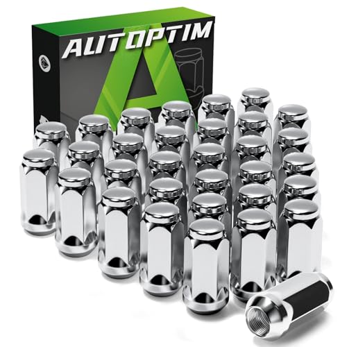 AUTOPTIM 9/16-18 Chrome 32PCS Lug Nuts - Replacement for 2002-2010 Ram 1500 1994-2010 Ram 2500/3500 Aftermarket 9/16 x 18 Wheel Closed End Lug Nuts 3/4(19mm) Hex 1.87(48mm) Tall Tire Nuts