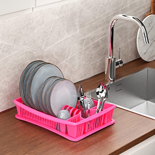 WELLGRO Abtropfgestell - Abtropfgitter - Geschirr Abtropfkorb - Abtropfständer - Abtropfschale - Geschirrabtropfständer - Made IN Europe, Farbe:Pink