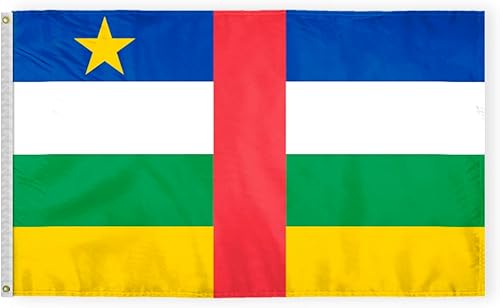 Miniatura 9 de AGAS - Bandera de la República Centroafricana de 5 x 8 pies, nailon 200D, 6 agujas, dobladillo cosido, ojales de latón a prueba de óxido, tamaño