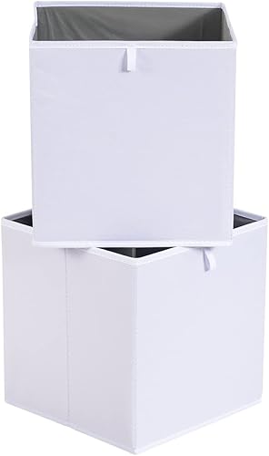 Miniatura 2 de Yaxa Basics Contenedores organizadores de cubos, cestas de almacenamiento plegables para estantes, color blanco, paquete de 6, 10.5 x 10.5 x 11