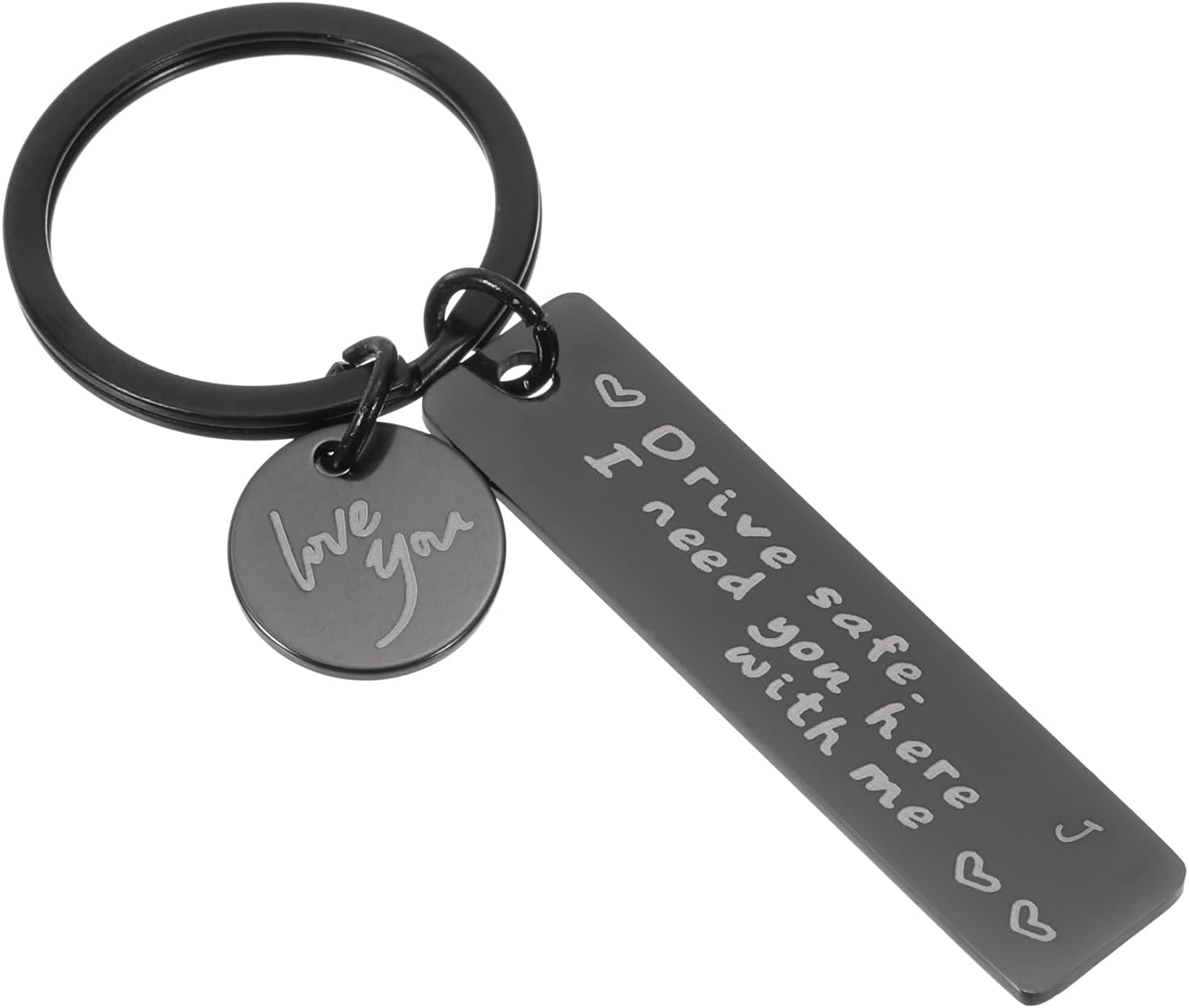 PATIKIL Drive Safe Love You Keychain, Letter Charm I Need You Here with Me Custom Keychains with Gift Box for Him Men Gifts