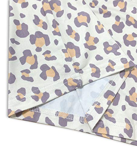 Merokeety Women's Summer Striped Short Sleeve T Shirt Dress Casual Tie Waist Midi Dress, Leopard Beige, M #TOP4