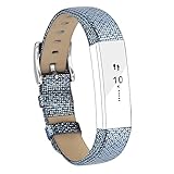 For Fitbit Alta Bands, Genuine Leather Replacement Bands for Fitbit Alta and Fitbit Alta HR #B Blue