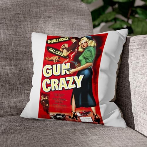Coussin velours blanc de qualité supérieure affiche rétro Gun Crazy