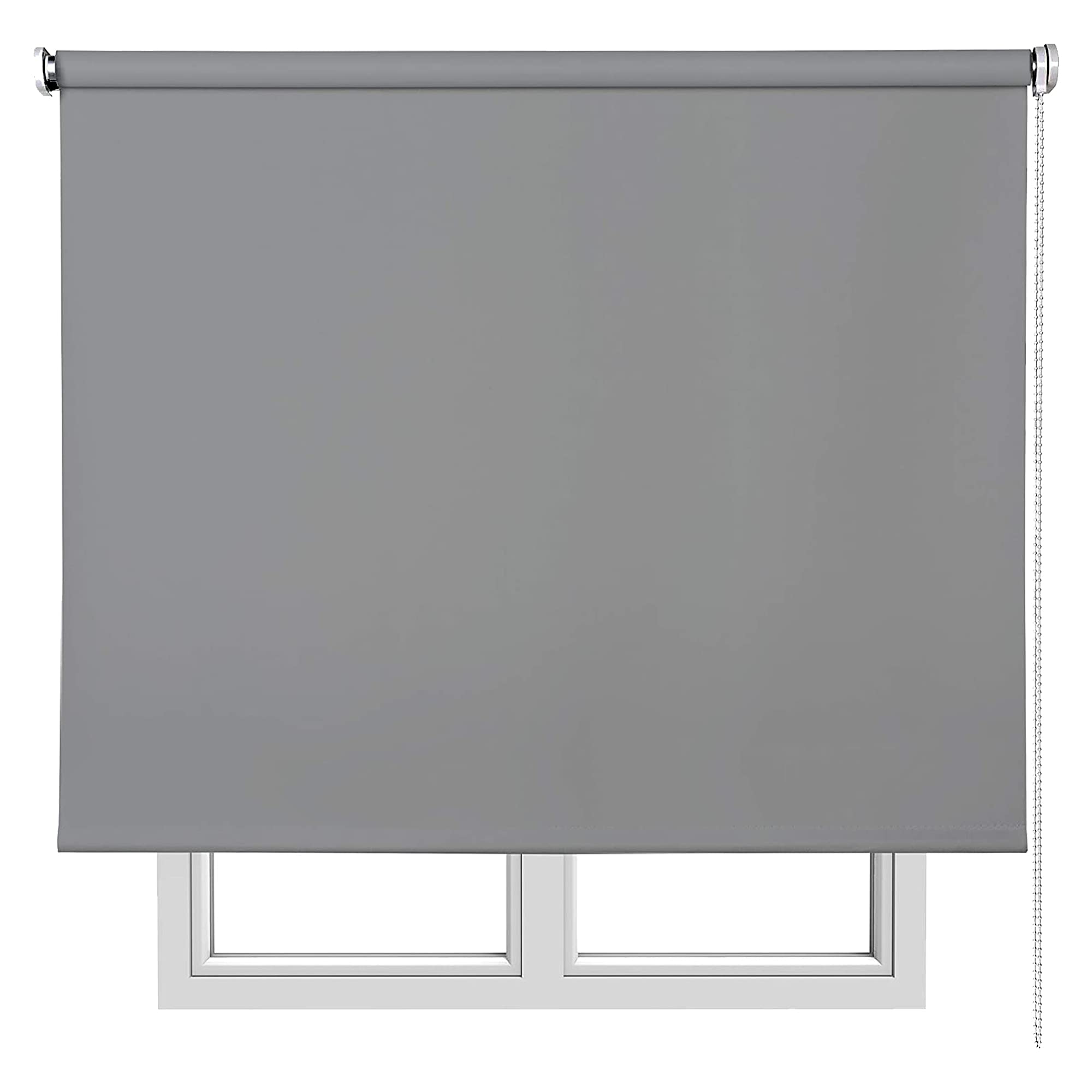 Luance - Tenda avvolgibile, larghezza 90 cm x altezza 180 cm, liscia grigia