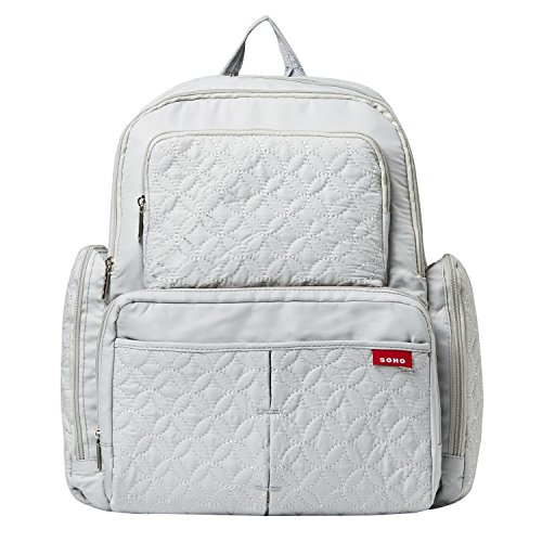 SoHo Manhattan Diaper Backpack Bag 5pc, SilverGray