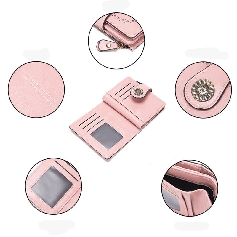 Color Women Purse Leather Solid Color Vintage Short Wallet Ladies Card Holder Clutch Bag3