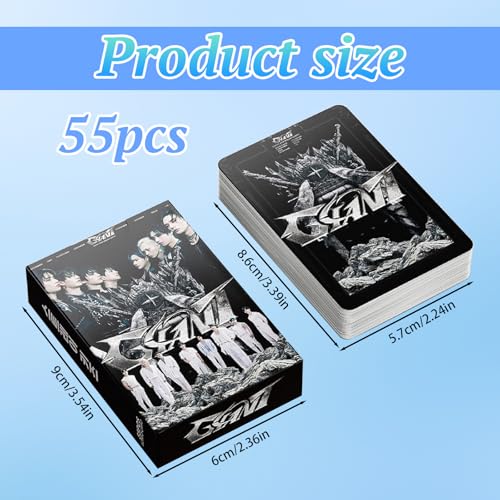EIROVYA 55 PCS Stray Kids Fotokarten Album Fotokarten Kpop Geschenk Lomo Karten Merch für Jungen und Mädchen für streunende Kinder Merch für streunende Kinder Jungen und Mädchen (GIANT)