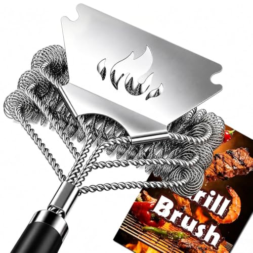 TNTOR Grill Brush Bristle Free with Scraper, 18' Handle BBQ Grill Brush for Outdoor Grill, Extra Strong Grill Cleaner Brush for Grill/Smoker/Gas/Charcoal, Father's Day Grill Gifts for Men/Dad
